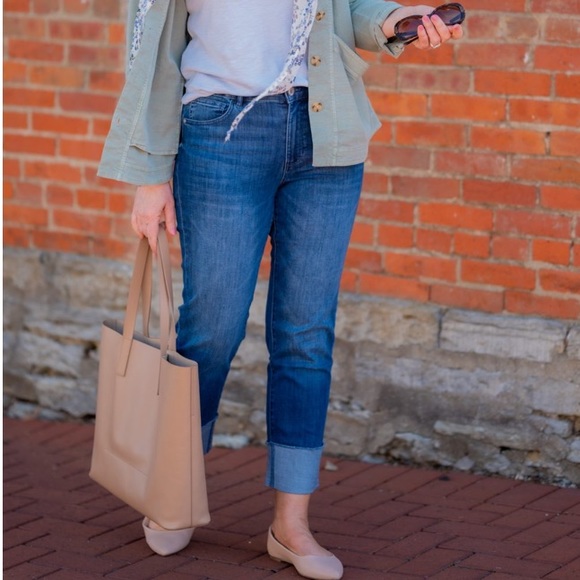 J. Jill Denim - J. Jill denim high rise straight leg cuffed cropped ankle jeans 8 petite